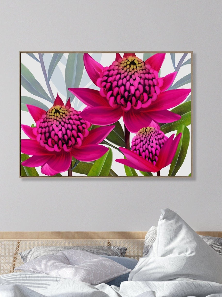 Beacon of the Bush – Pink Waratah Australian Botanical Digital Art Print