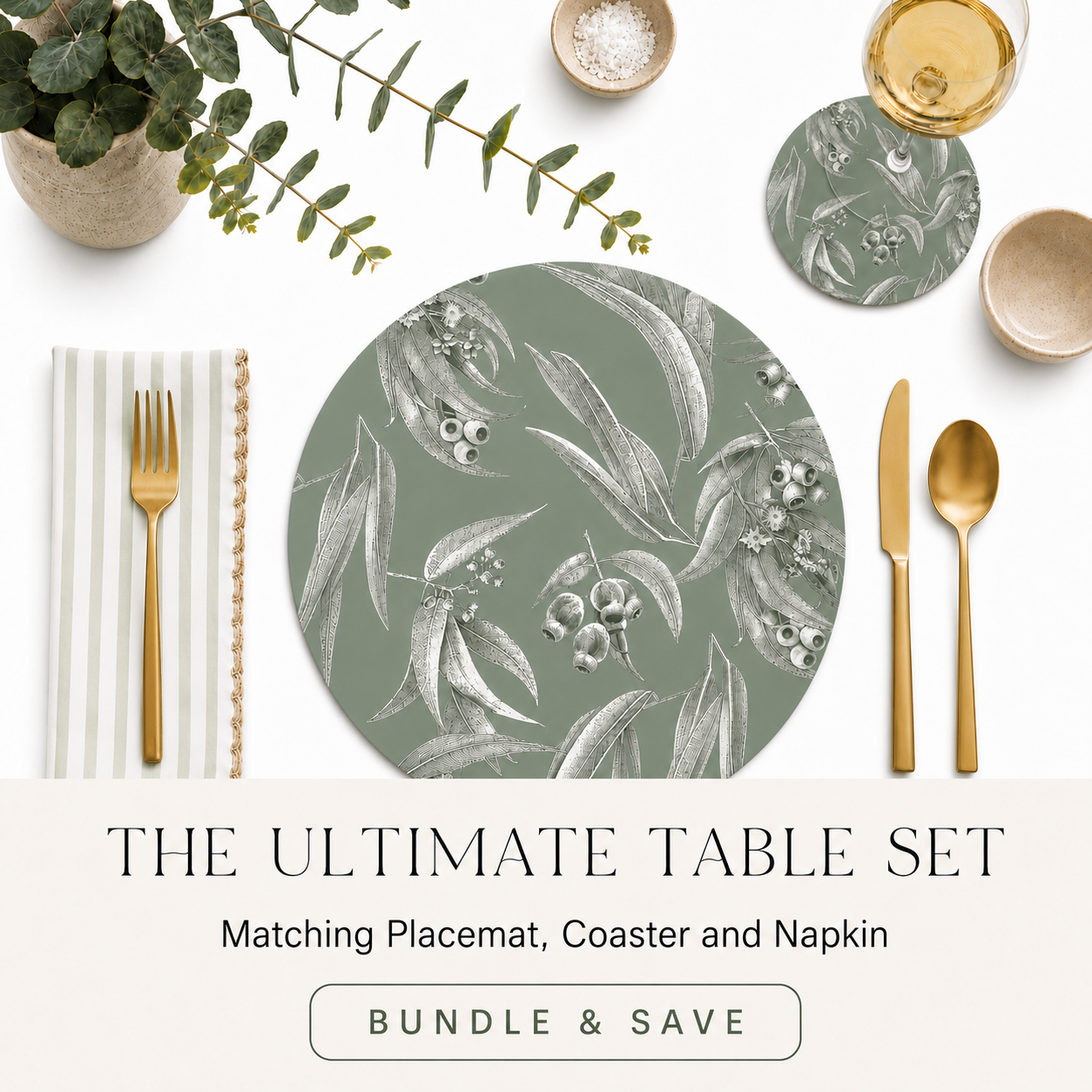Silvergum Australian Native Round Placemats – Set of 4 or 6