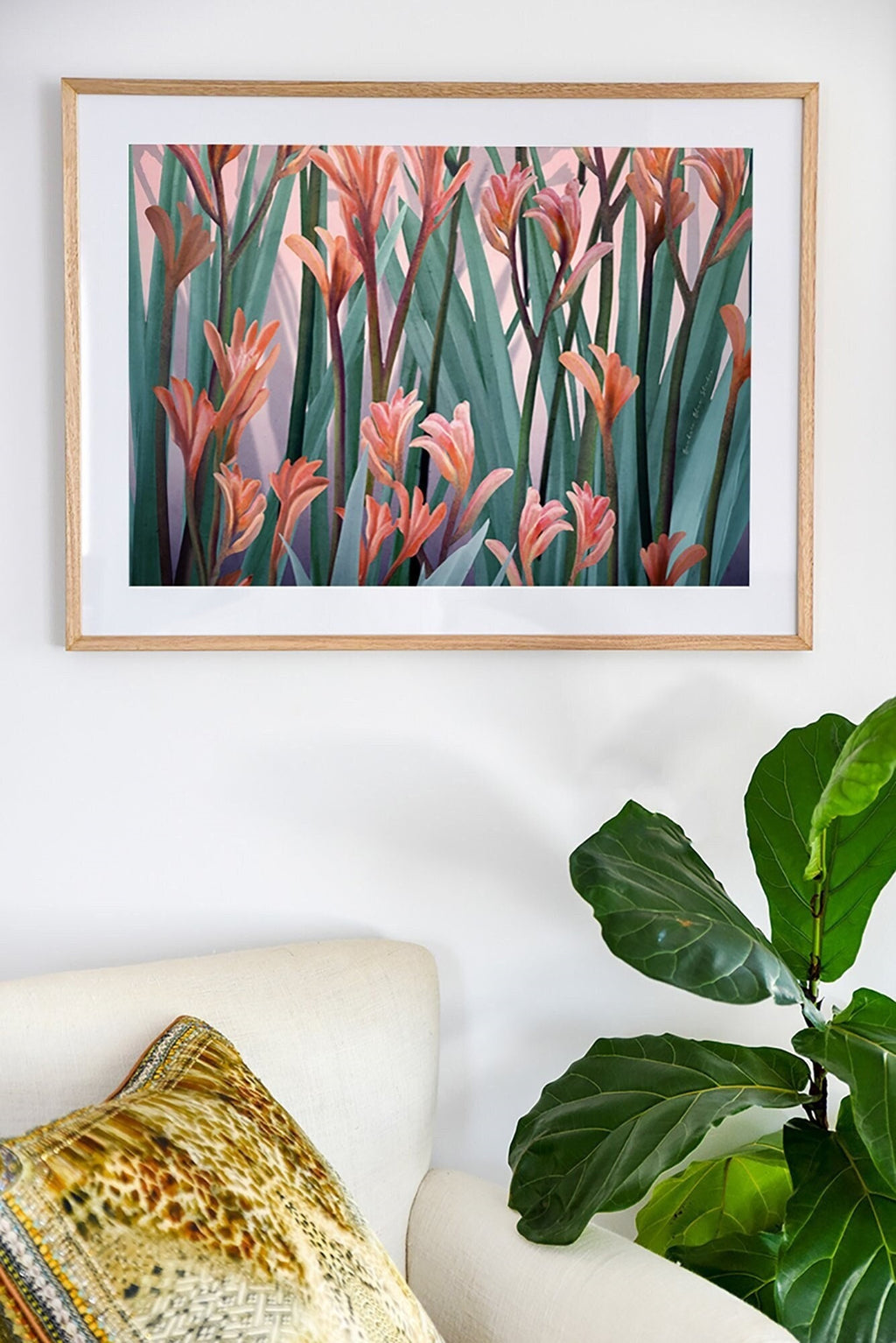 Blushing Kangaroo Paw – Australian Native Botanical Art Print