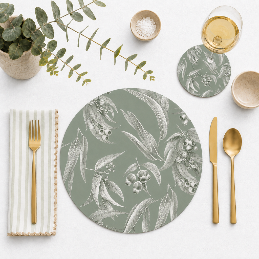 Silvergum Australian Native Round Placemats – Set of 4 or 6