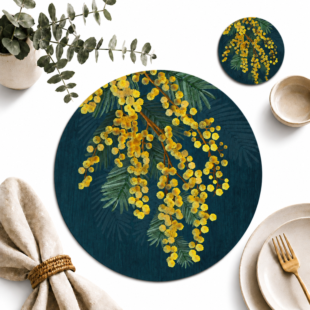 Golden Spirit Australian Native Round Placemats – Set of 4 or 6