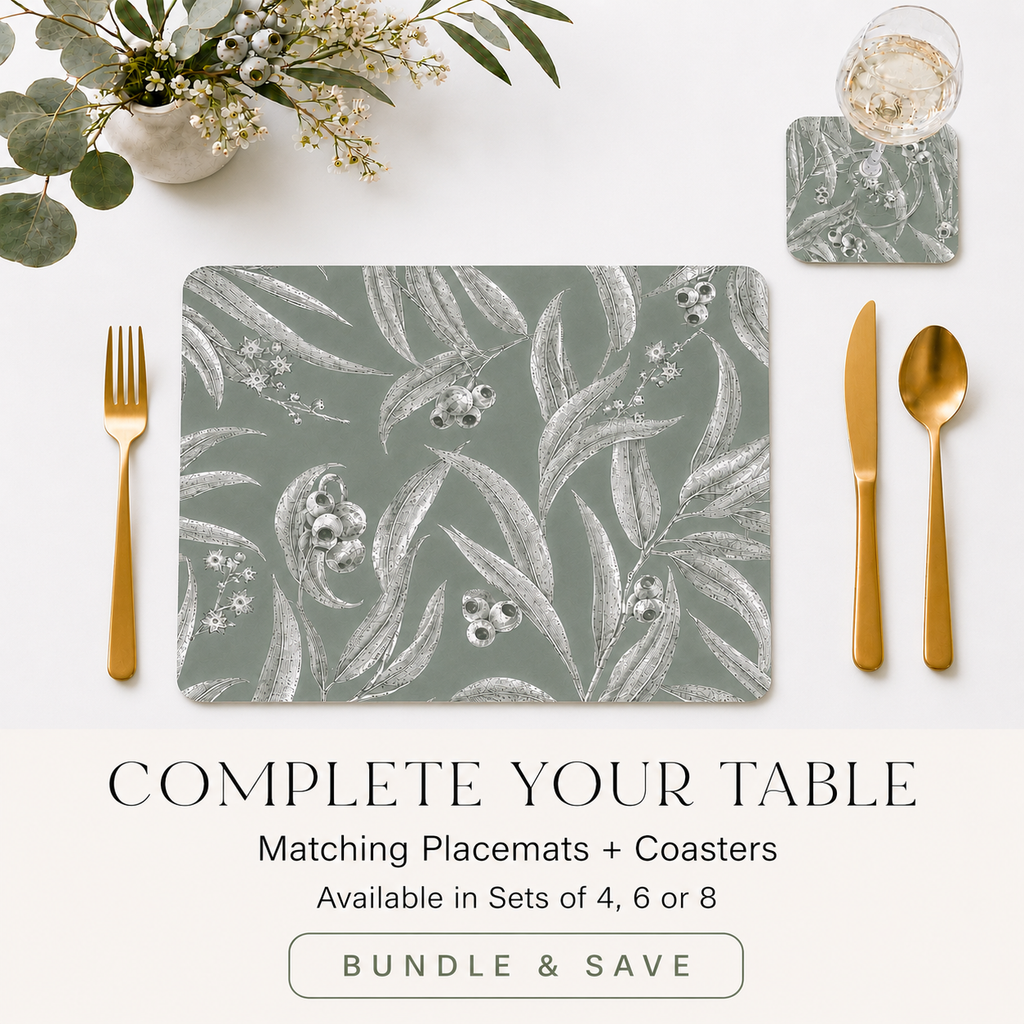 Whispering Eucalyptus Australian Native Round Placemats – Set of 4,6,8
