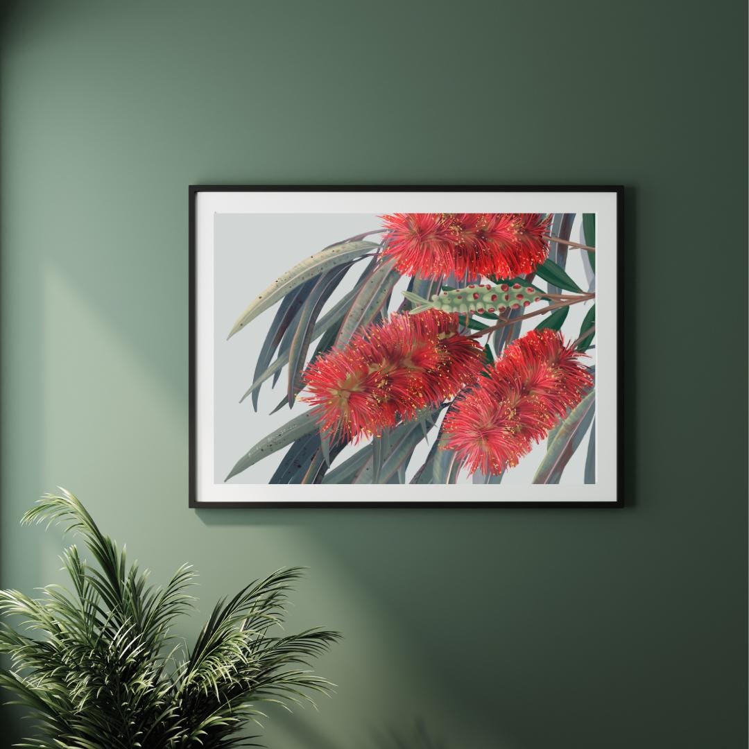 Carinya – Australian Red Flowering Gum Landscape Digital Art Print
