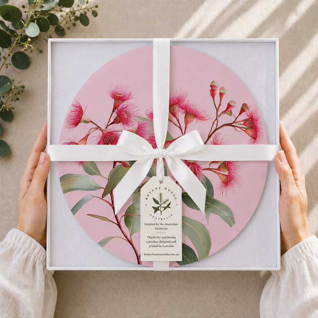 Pink Gum Australian Native Round Placemats – Set of 4,6 or 8