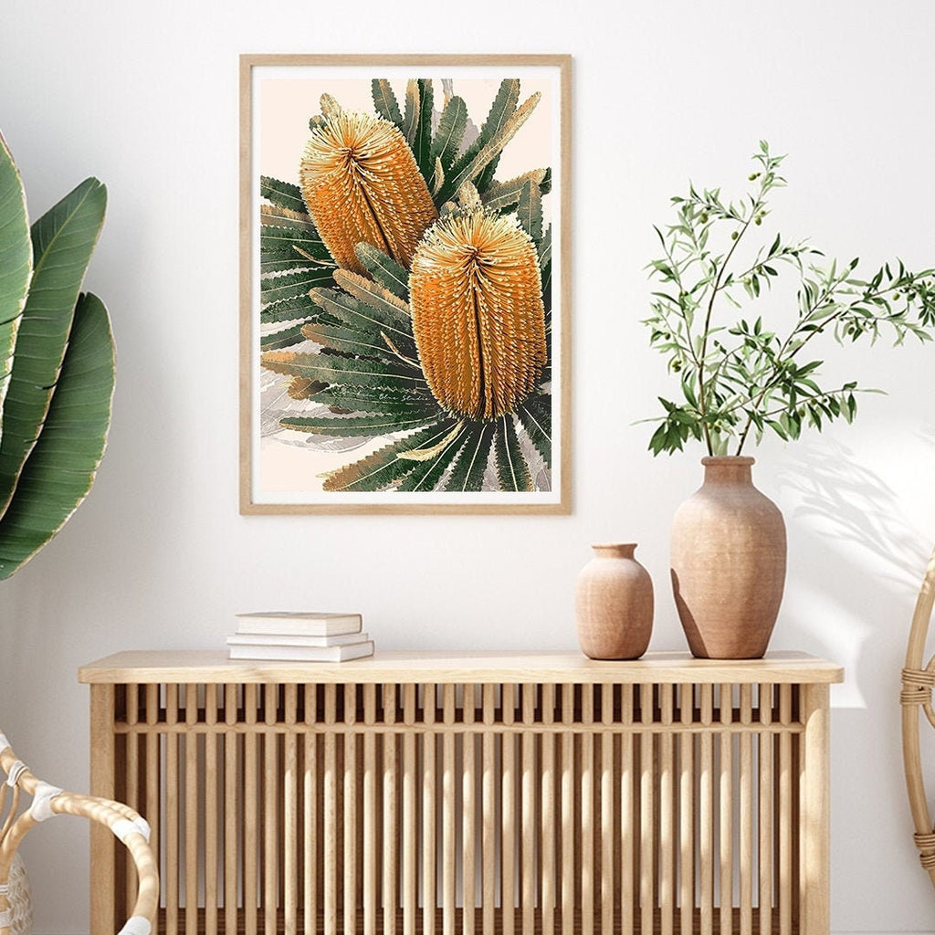 Golden Banksia – Australian Botanical Digital Art Print