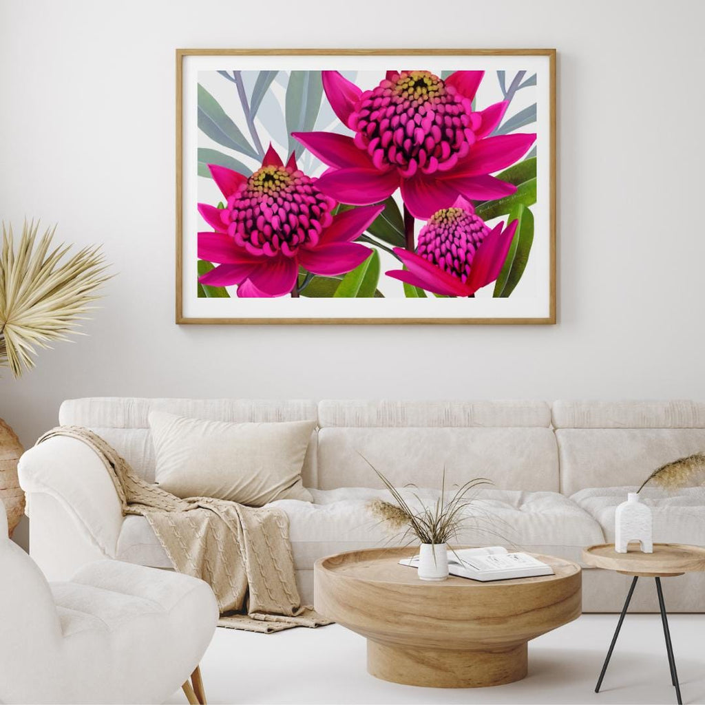 Beacon of the Bush – Pink Waratah Australian Botanical Digital Art Print