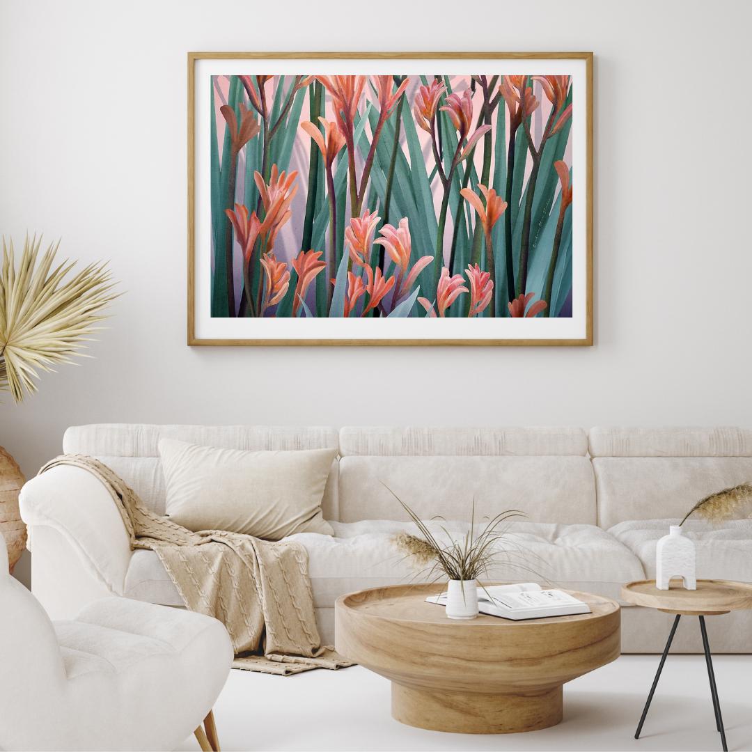 Blushing Kangaroo Paw – Australian Native Botanical Art Print