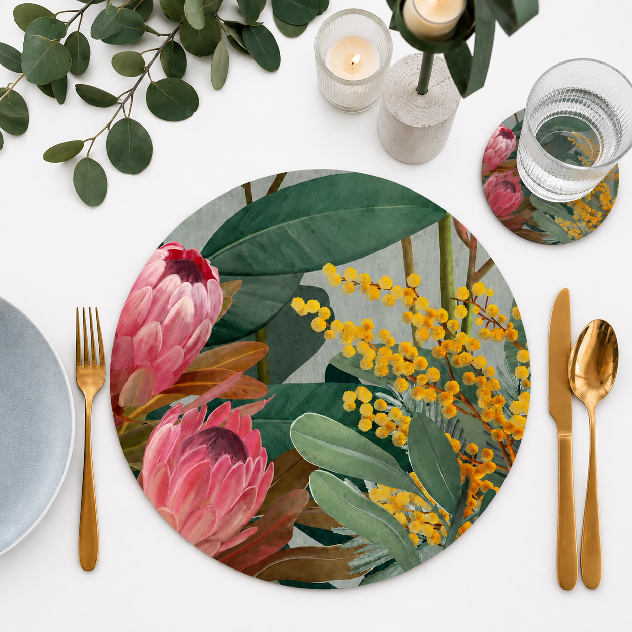 Bundaleer Australian Native Round Placemats – Set of 4,6 or 8