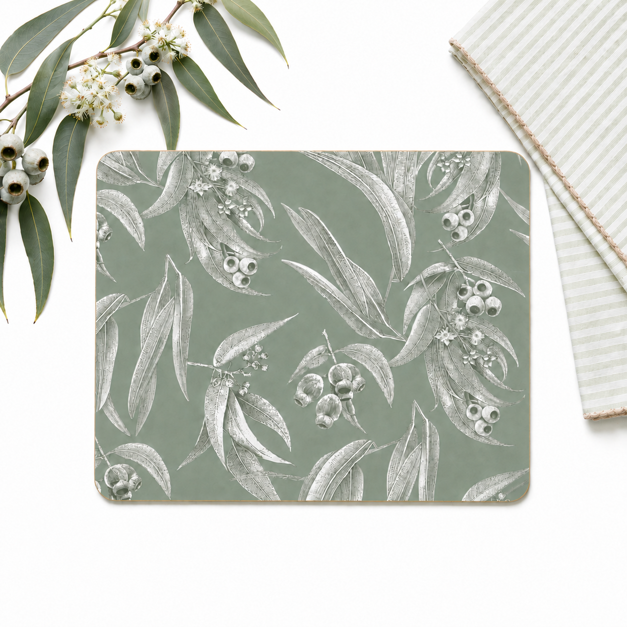 Whispering Eucalyptus Australian Native Round Placemats – Set of 4,6,8