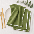 Olive Green Ric-Rac Cotton Napkins – Set of 4,6,8