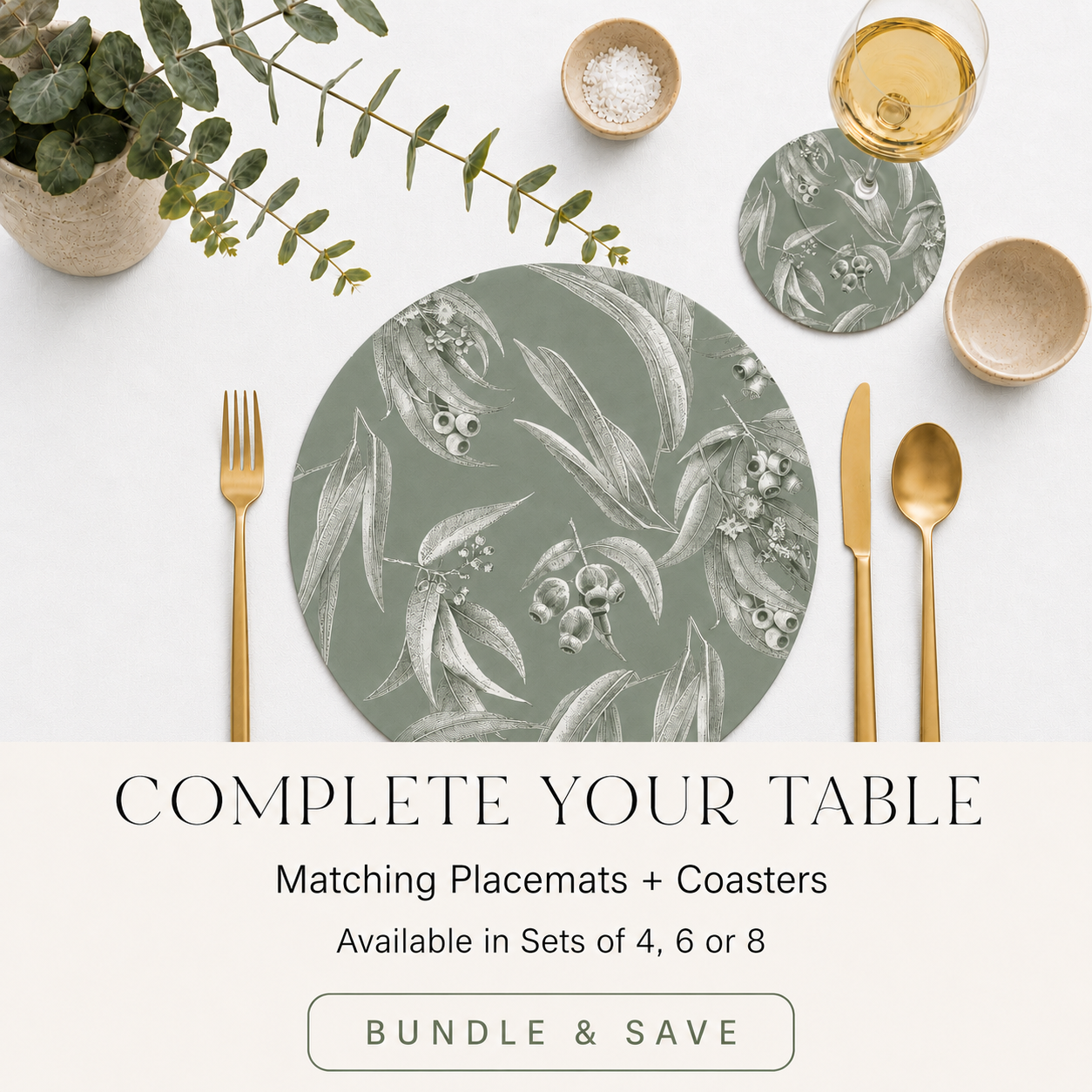 Silvergum Australian Native Round Placemats – Set of 4 or 6