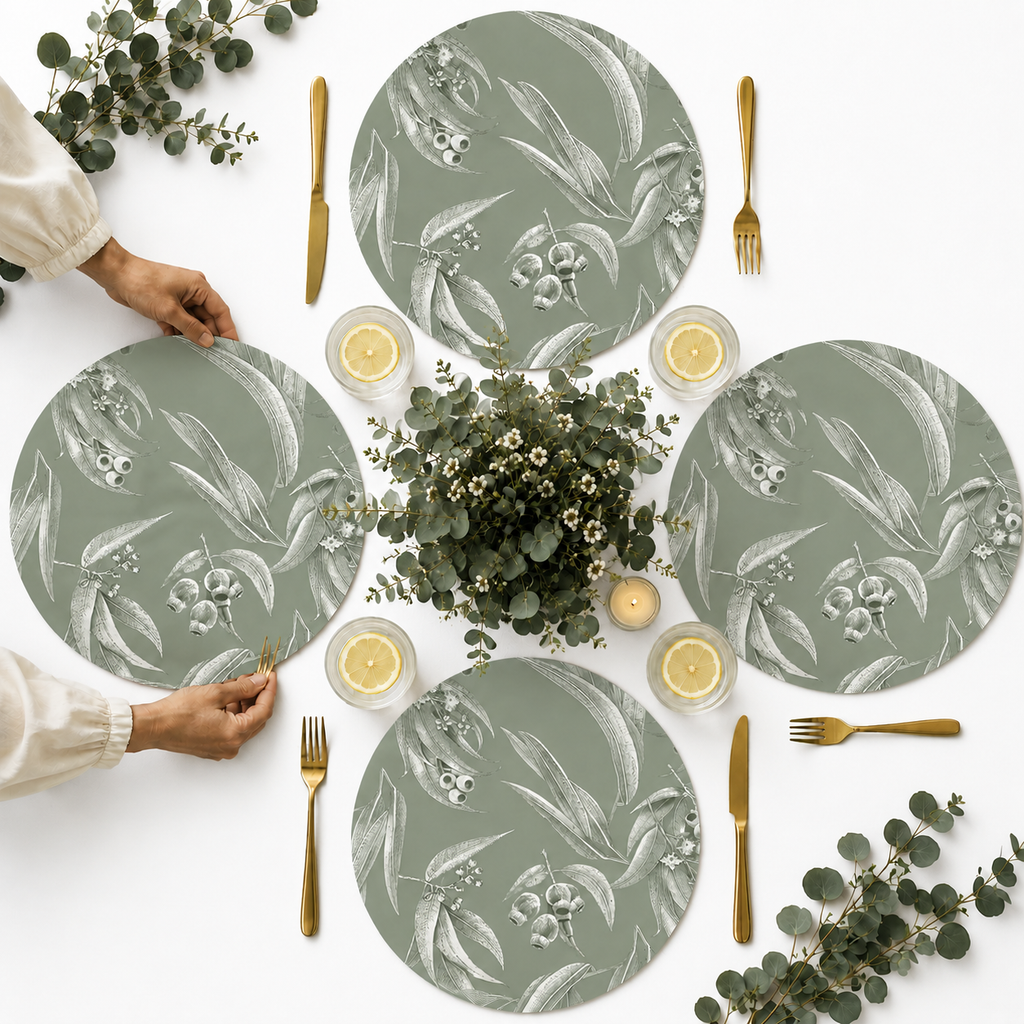 Silvergum Australian Native Round Placemats – Set of 4 or 6