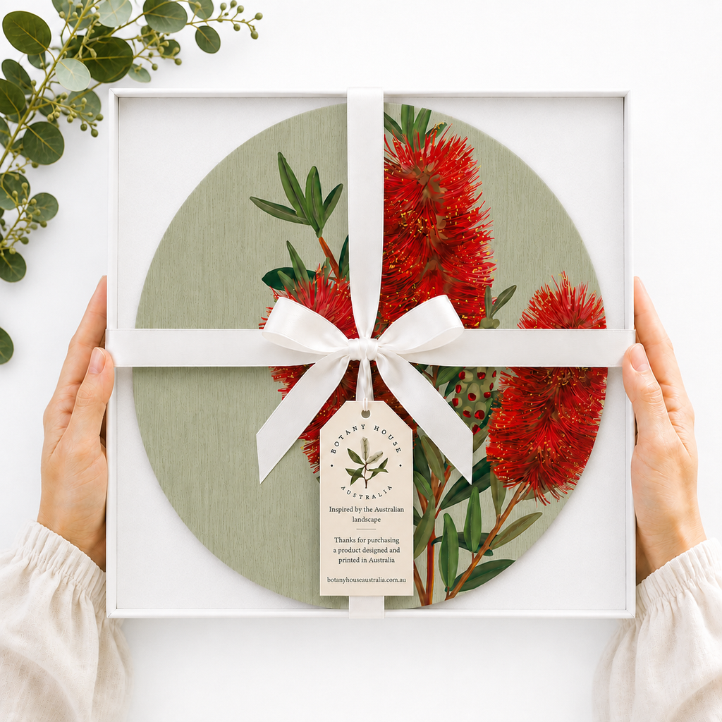Bottlebrush Bloom Australian Native Round Placemats – Set of 4,6 or 8