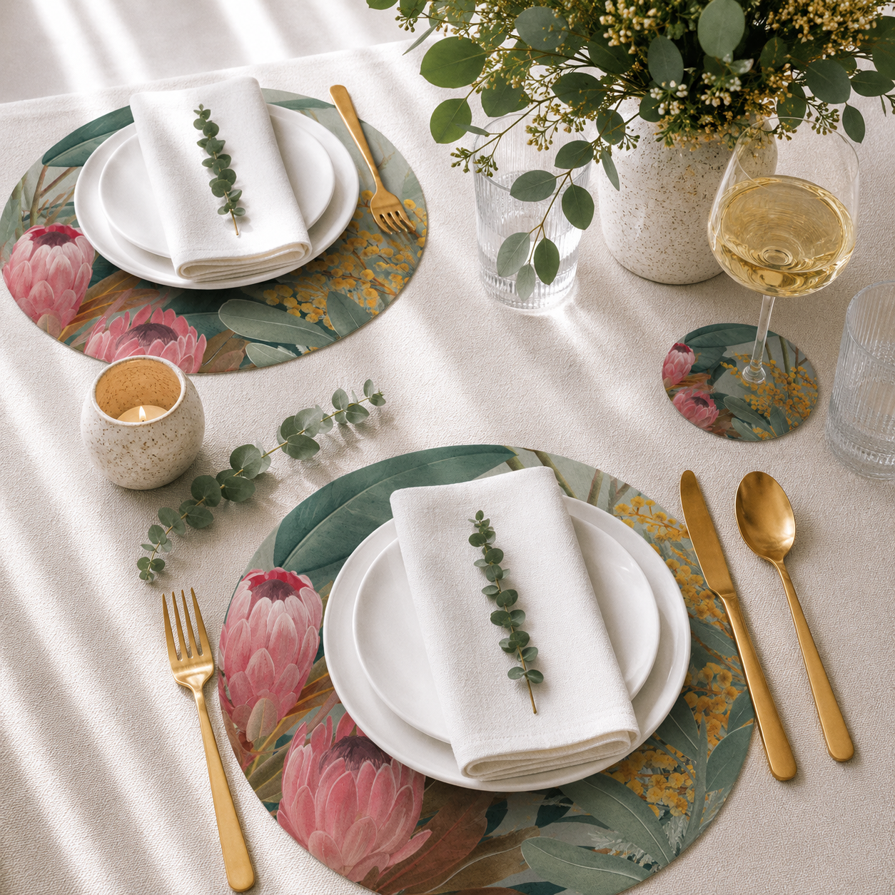 Bundaleer Australian Native Round Placemats – Set of 4,6 or 8