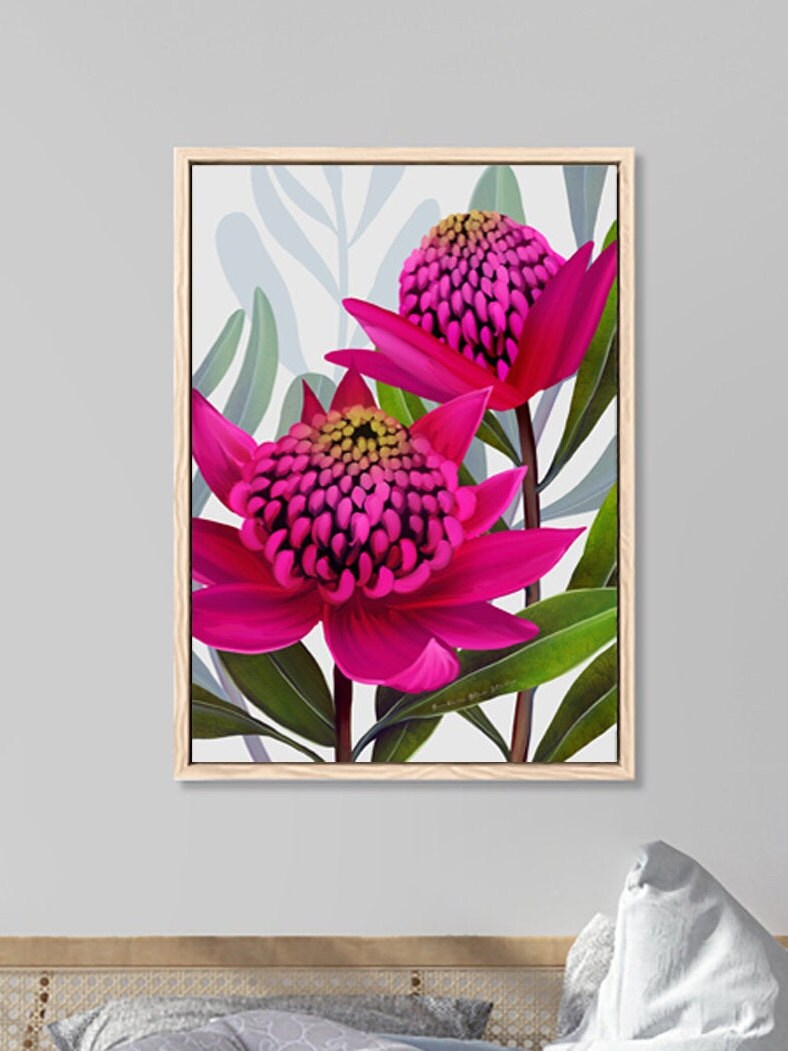 Beacon of the Bush – Pink Waratah Australian Botanical Digital Art Print