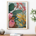 Bundaleer Bush Garden – Protea & Wattle Botanical Portrait Digital Art Print