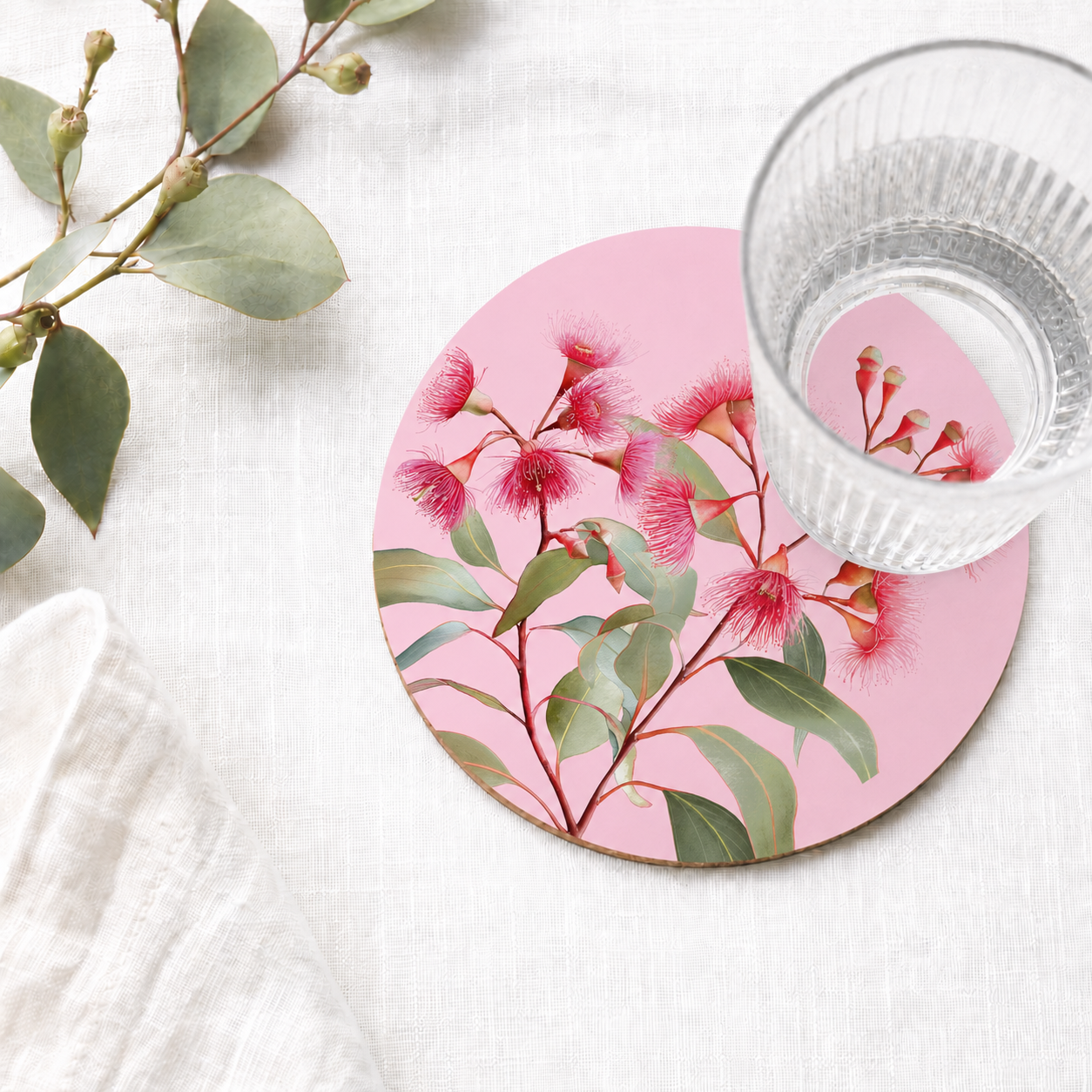 Pink Gum Australian Floral Coaster