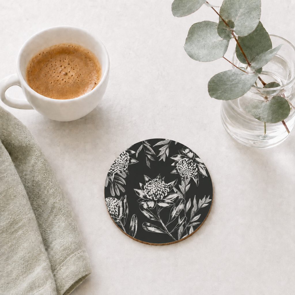 Midnight Waratah Australian Floral Coaster