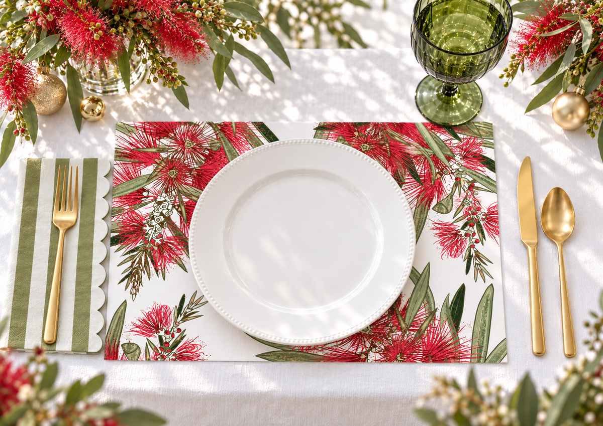 Australian Bottlebrush Paper Placemats – A3 Pad of 24 Sheets