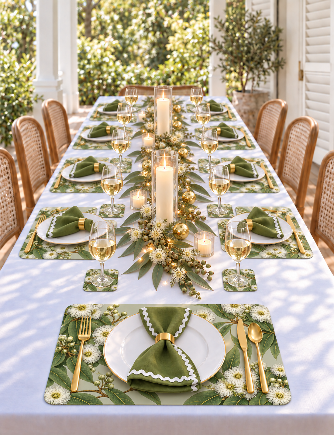 Snowgum Eucalyptus Placemats – Set of 4,6 or 8