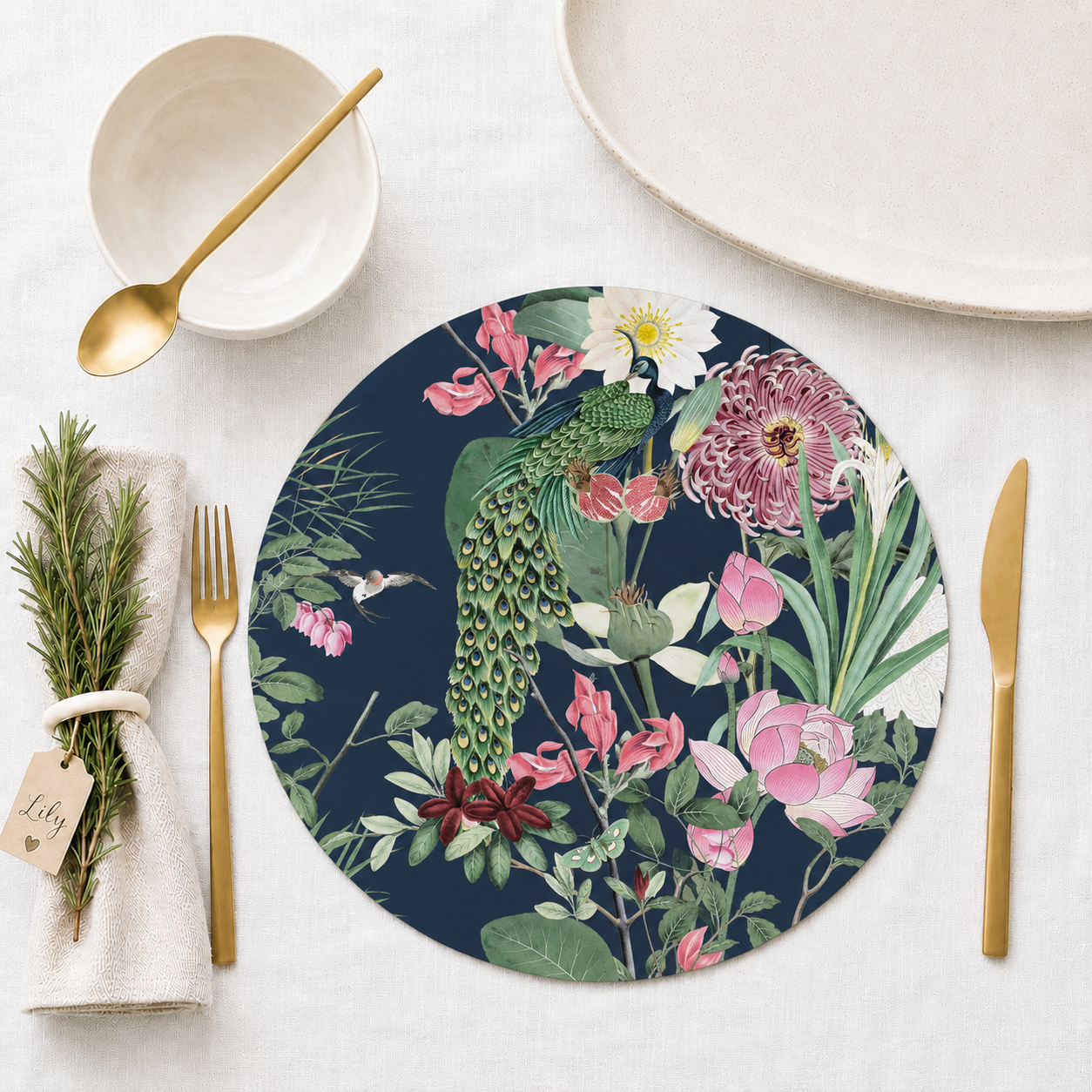 Bamboo Bloom Round Placemats – Set of 4 ,6 or 8