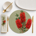 Bottlebrush Bloom Australian Native Round Placemats – Set of 4,6 or 8