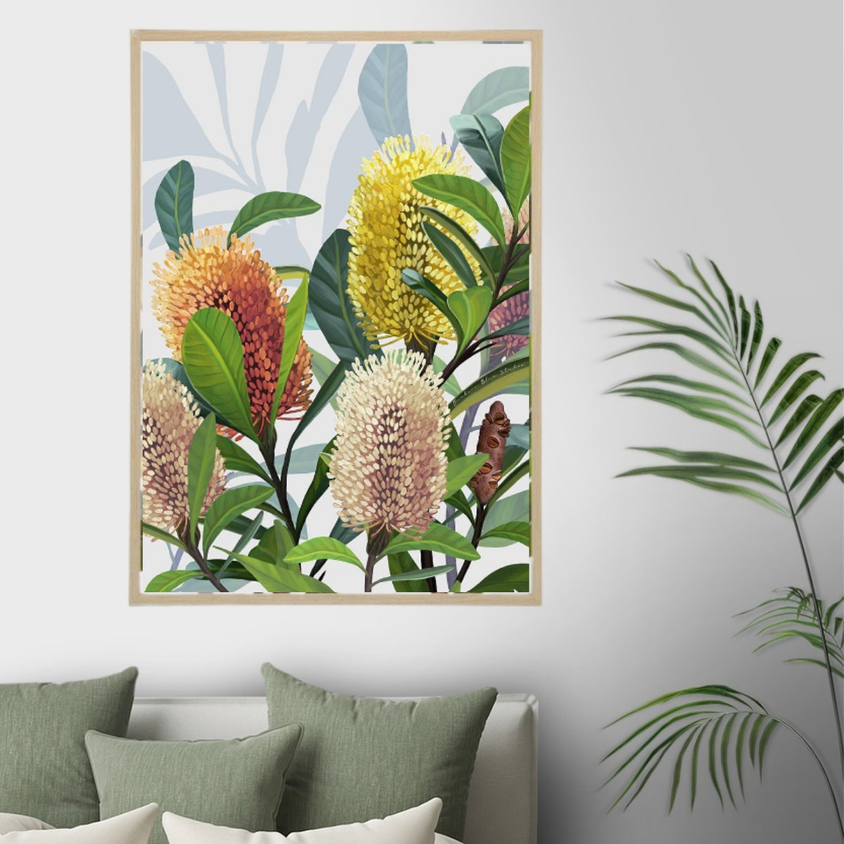 Saltbush – Australian Banksia Botanical Digital Art Print