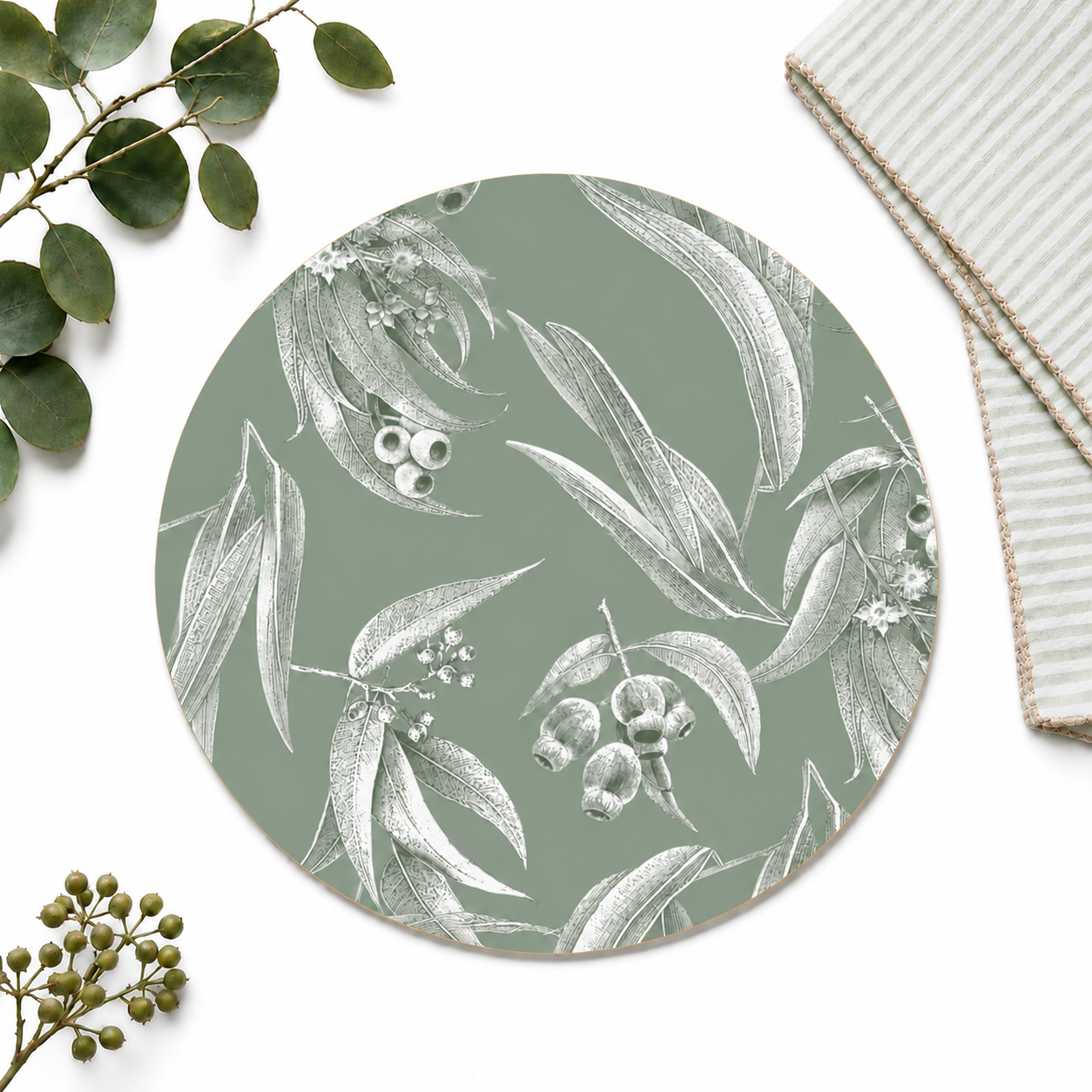 Silvergum Australian Native Round Placemats – Set of 4 or 6