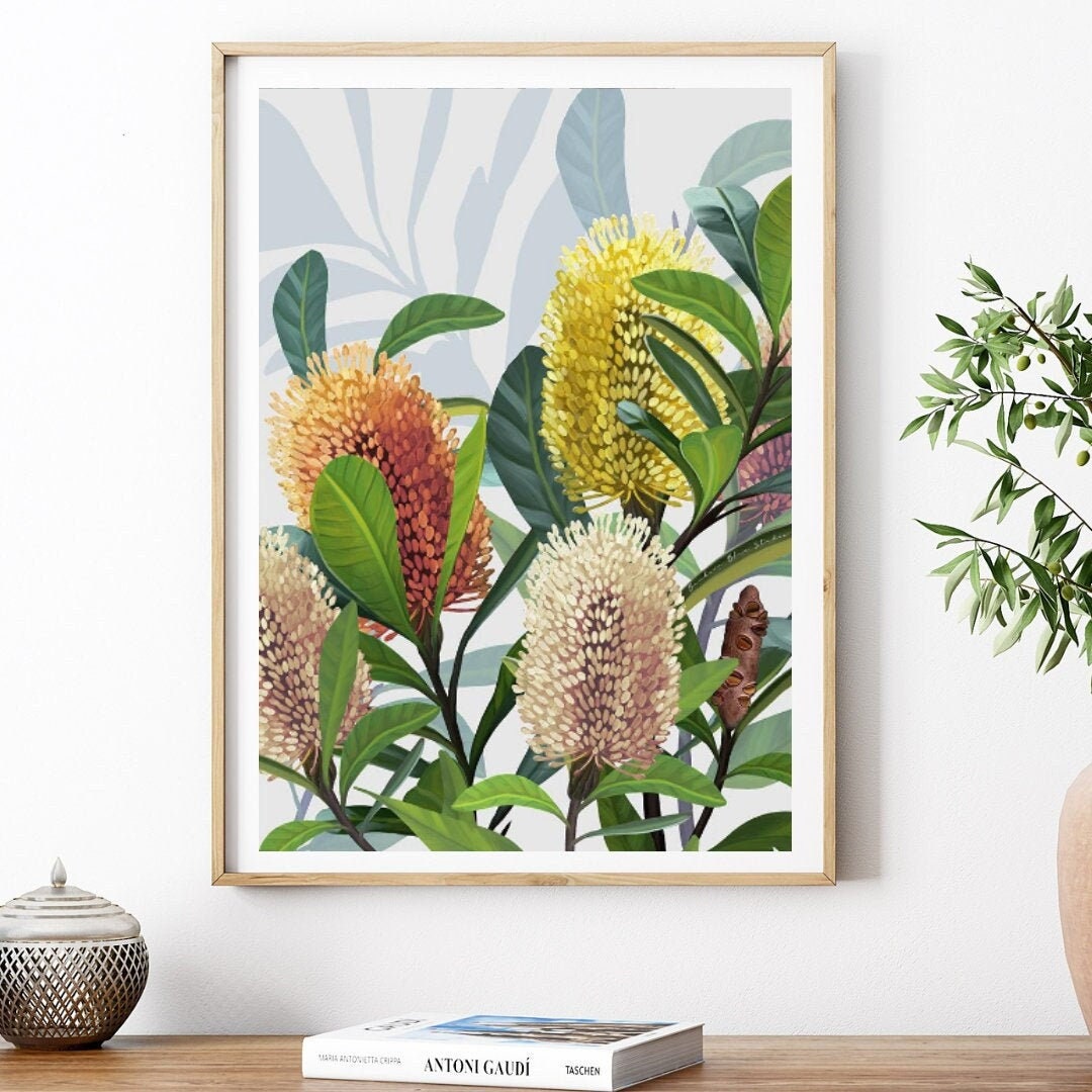Saltbush – Australian Banksia Botanical Digital Art Print