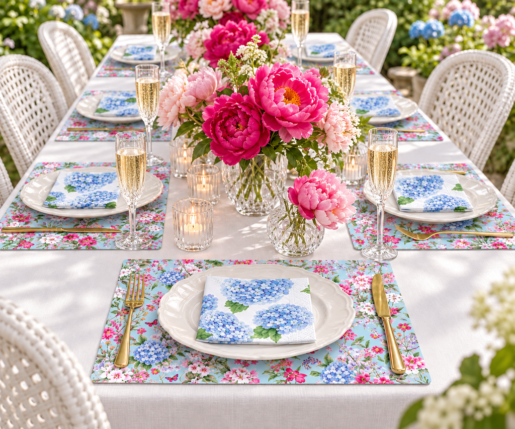 Highclere Hydrangea Paper Placemats – A3 Pad of 24 Sheets