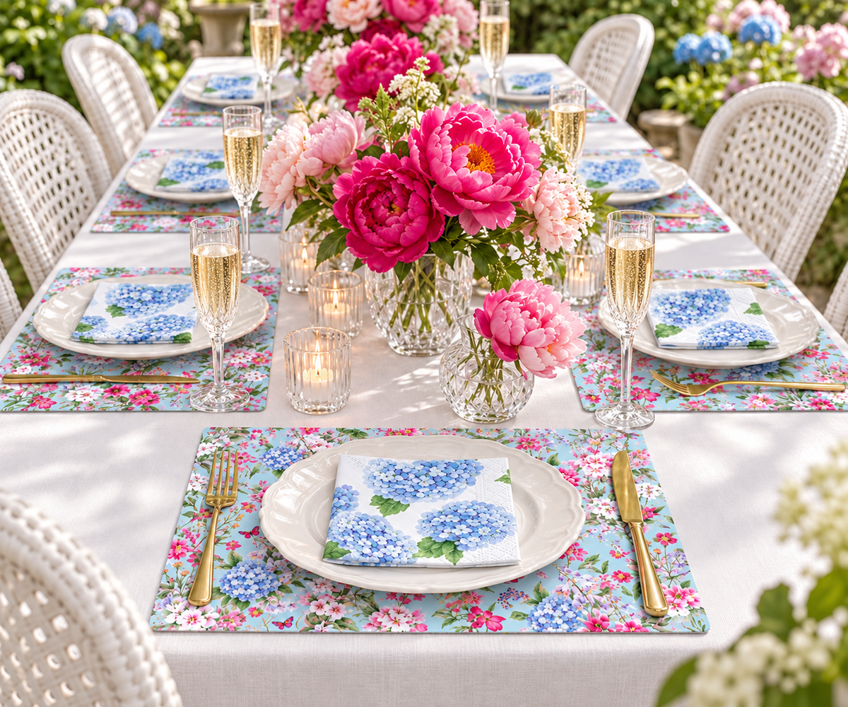 Highclere Hydrangea Paper Placemats – A3 Pad of 24 Sheets