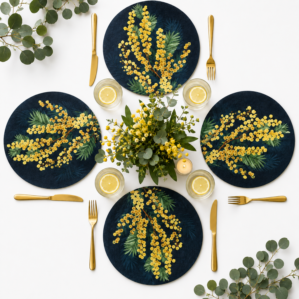 Golden Spirit Australian Native Round Placemats – Set of 4 or 6