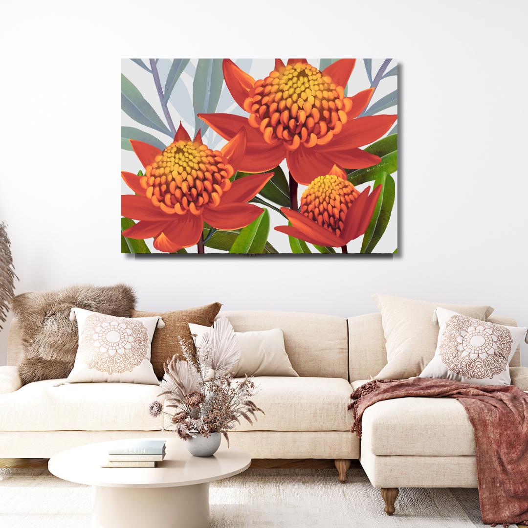 Beacon of the Bush – Tangerine Waratah Landscape Digital Art Print