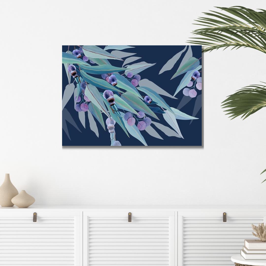 Jarrah Dreaming Navy – Australian Eucalyptus Landscape Digital Art Print