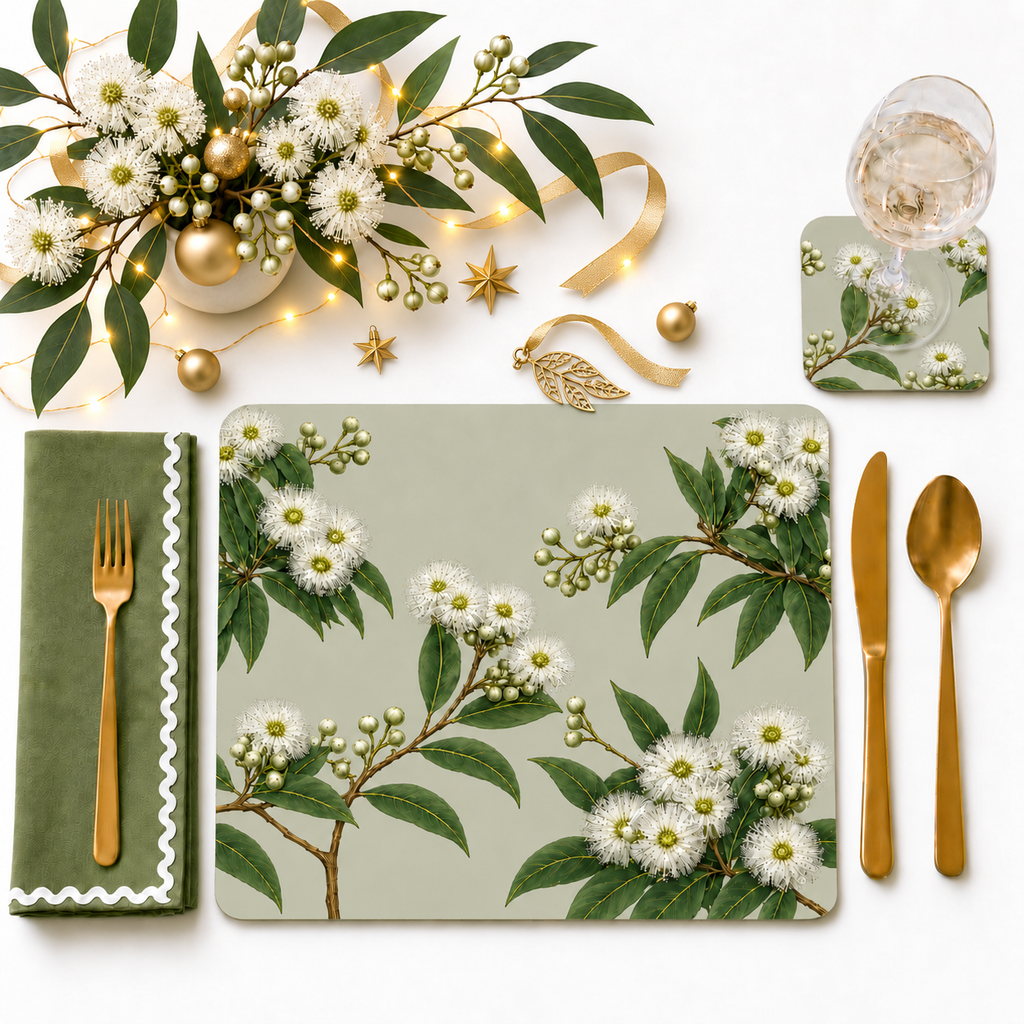 Snowgum Eucalyptus Placemats – Set of 4,6 or 8
