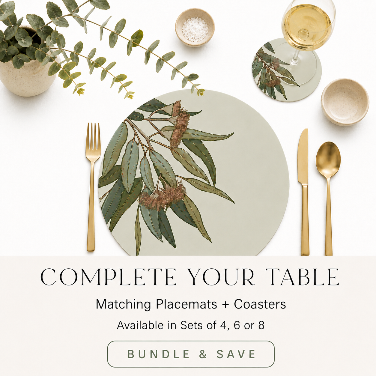 Blush Gumleaf Australian Native Round Placemats – Set of 4,6 or 8