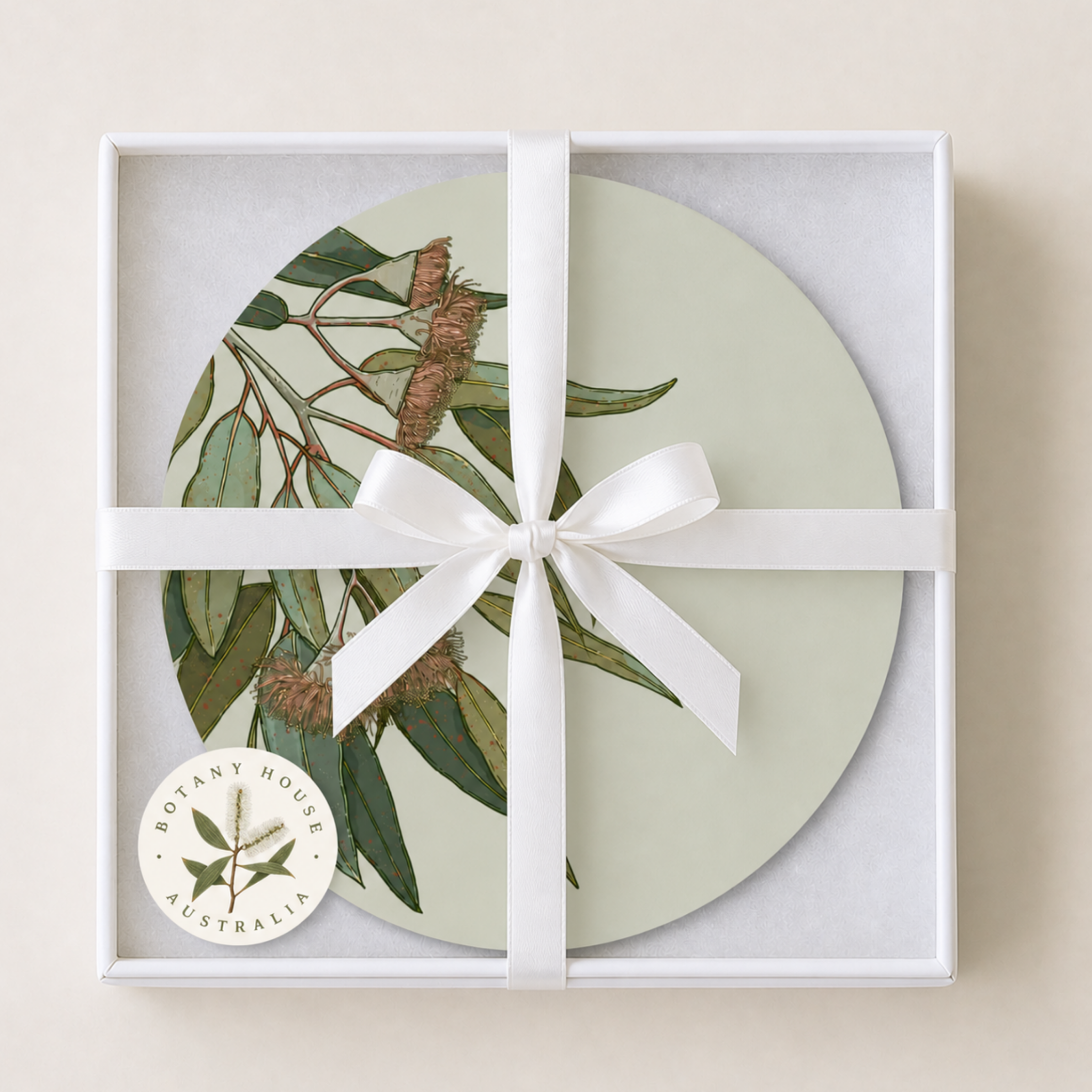 Blush Gumleaf Australian Native Round Placemats – Set of 4,6 or 8