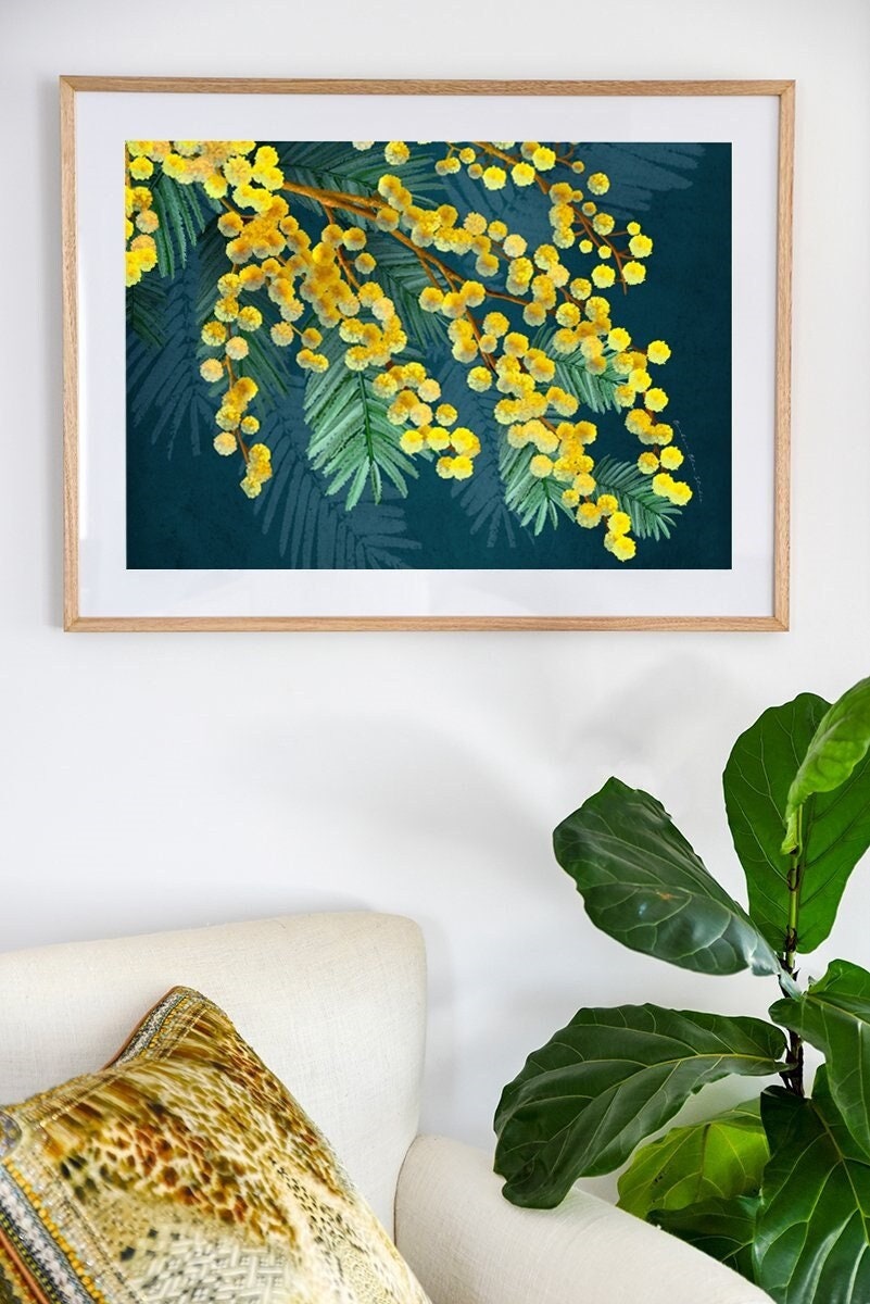 Golden Wattle – Australian Native Botanical Digital Art Print