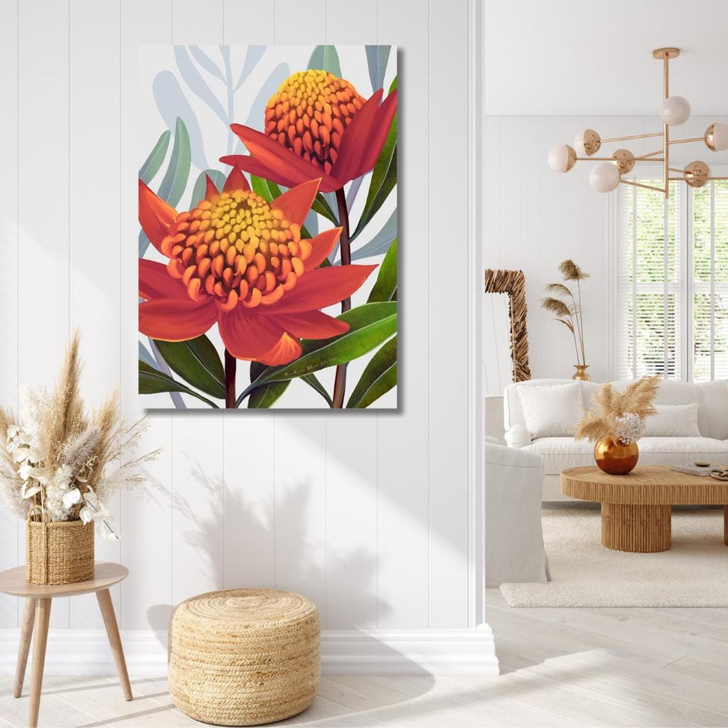Beacon of the Bush – Tangerine Waratah Australian Botanical Digital Art Print