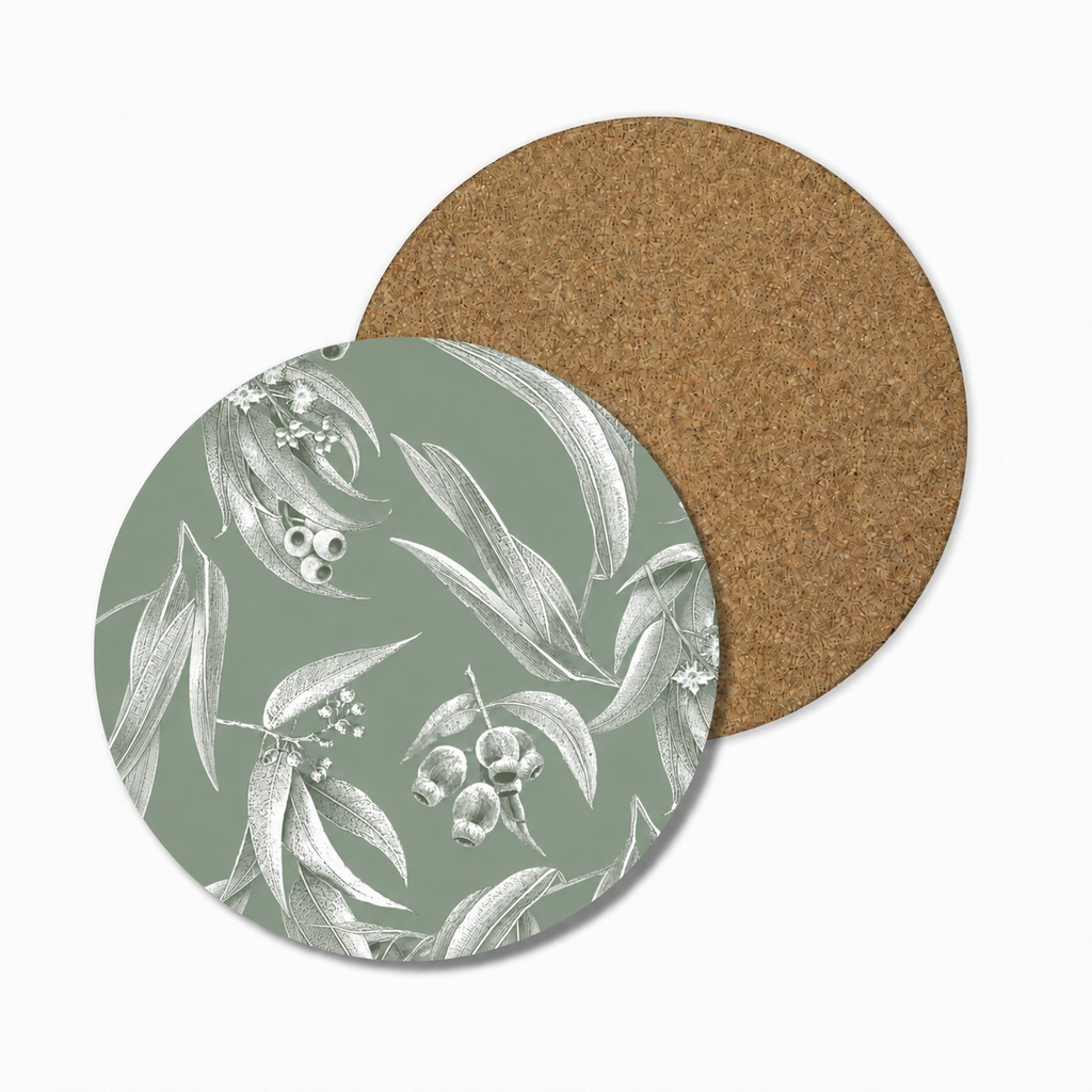 Silvergum Round Coaster- Sage
