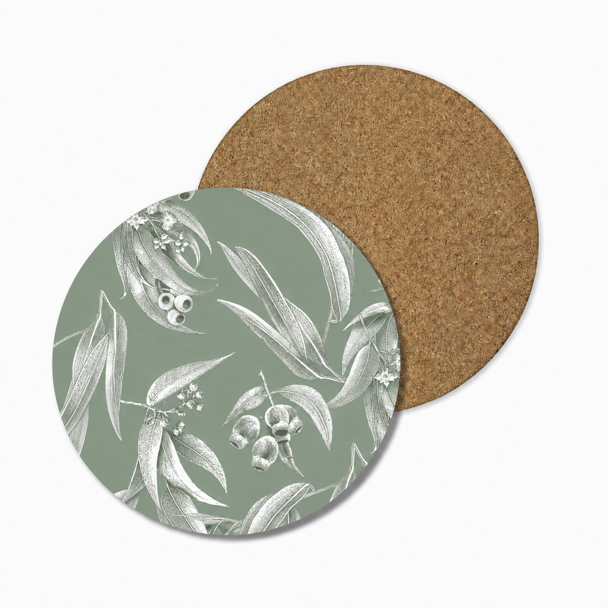 Silvergum Round Coaster- Sage