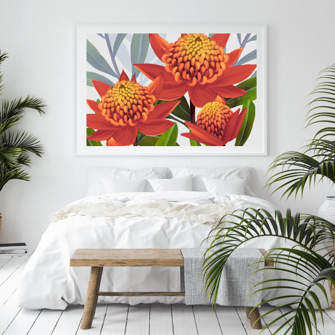 Beacon of the Bush – Tangerine Waratah Landscape Digital Art Print