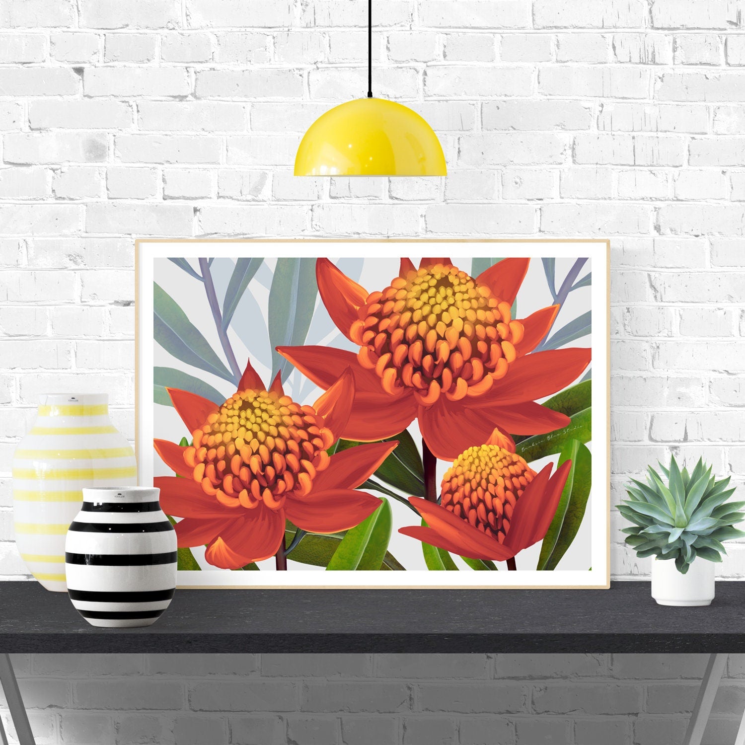 Beacon of the Bush – Tangerine Waratah Landscape Digital Art Print
