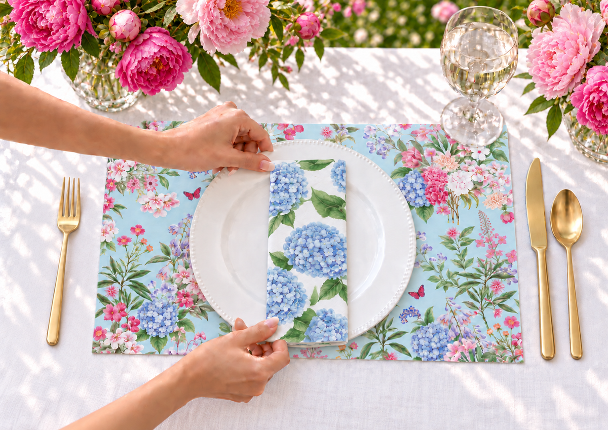 Highclere Hydrangea Paper Placemats – A3 Pad of 24 Sheets