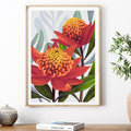 Beacon of the Bush – Tangerine Waratah Australian Botanical Digital Art Print