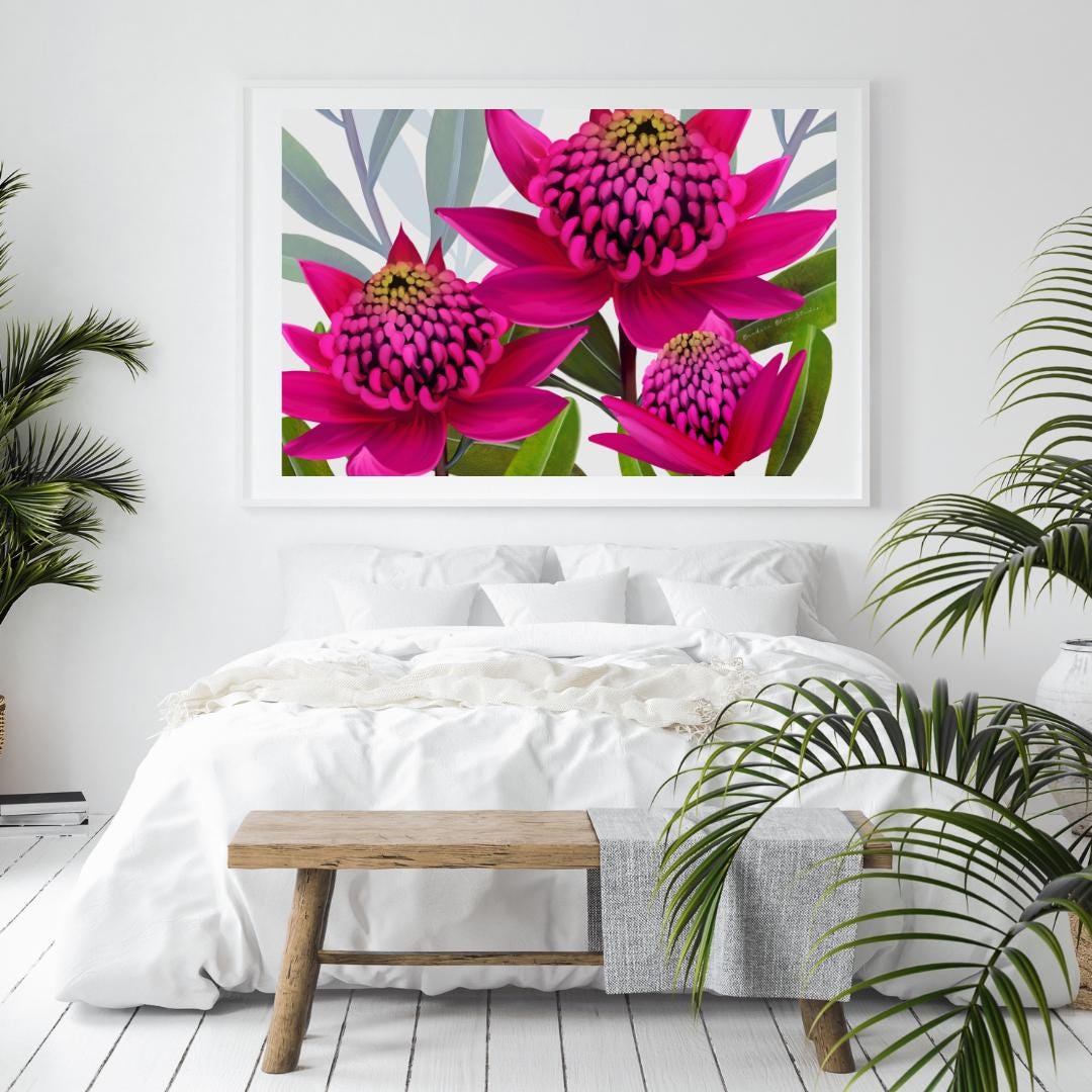 Beacon of the Bush – Pink Waratah Australian Botanical Digital Art Print