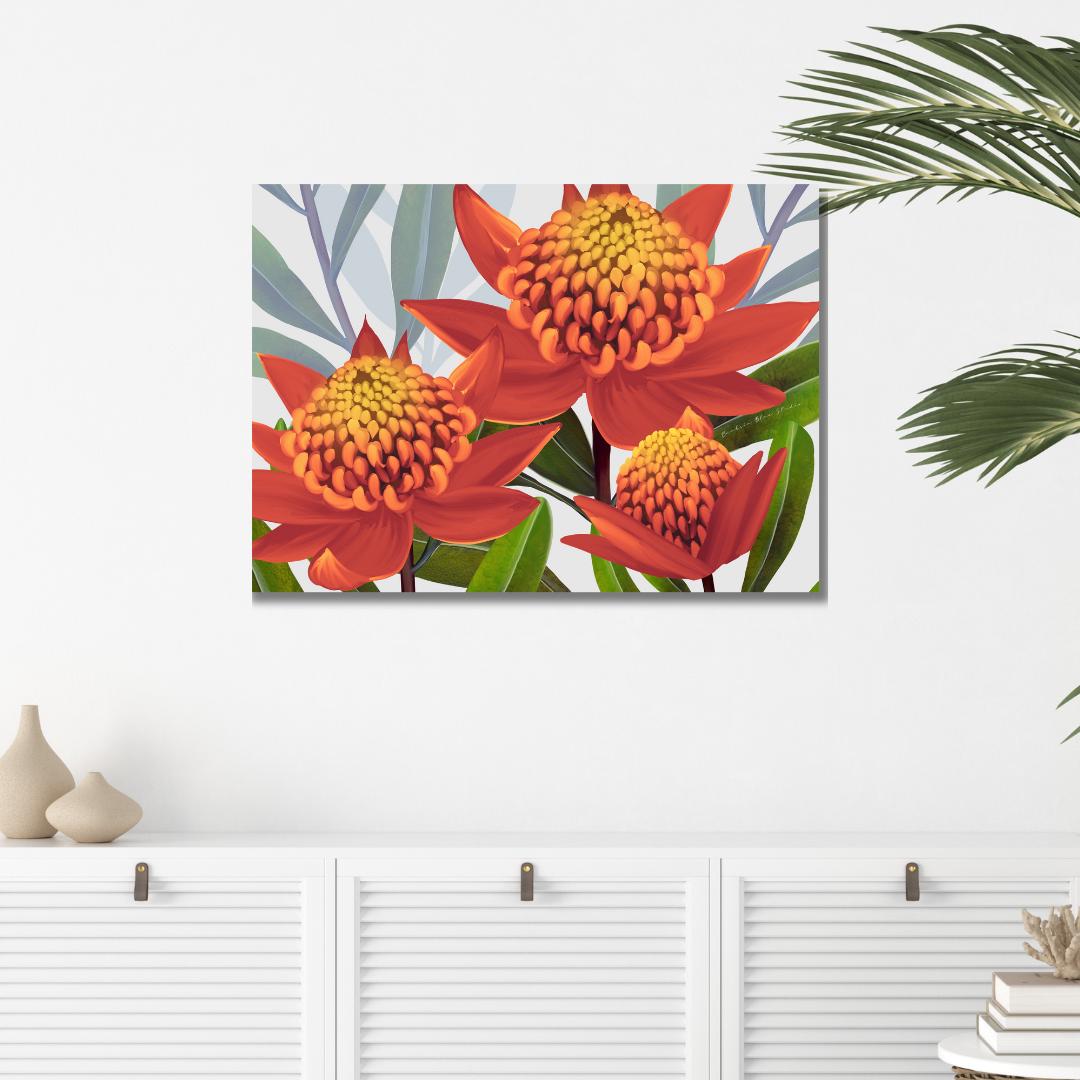 Beacon of the Bush – Tangerine Waratah Landscape Digital Art Print