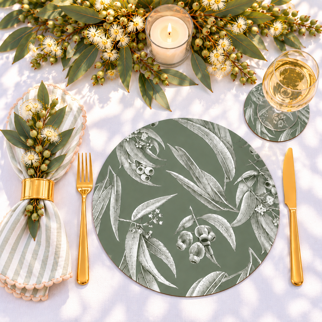Silvergum Australian Native Round Placemats – Set of 4 or 6