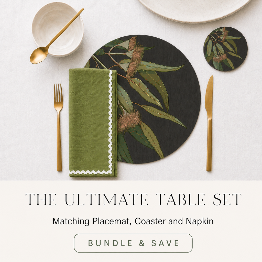 Hanging Eucalytpus Australian Native Round Placemats – Set of 4,6 or 8