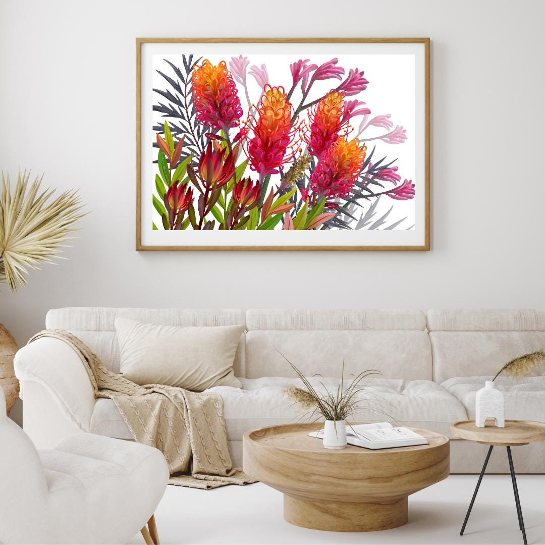 Vibrant Grevillea Australian Botanical Wall Art – Digital Download